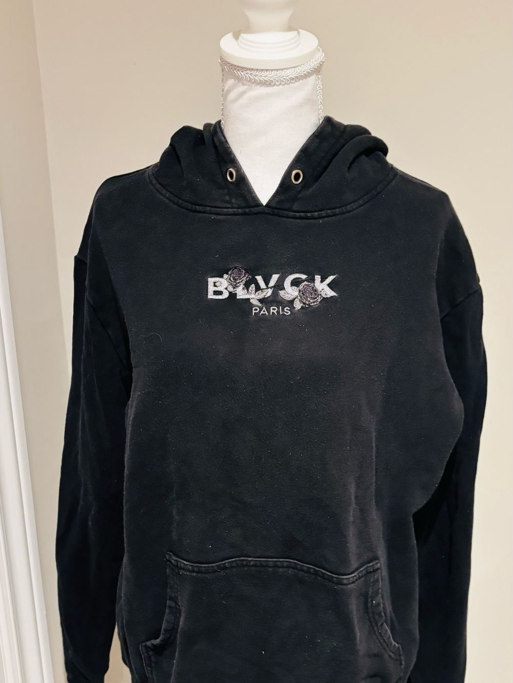 BLVCK Paris Black Hoodie with Logo Tape